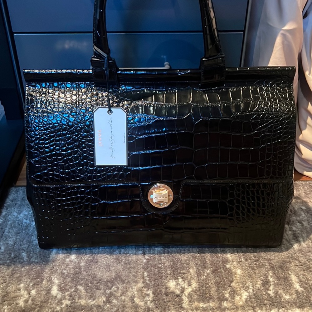 NWT JEMMA Emma 39 Travel Tote bag - Black Croc